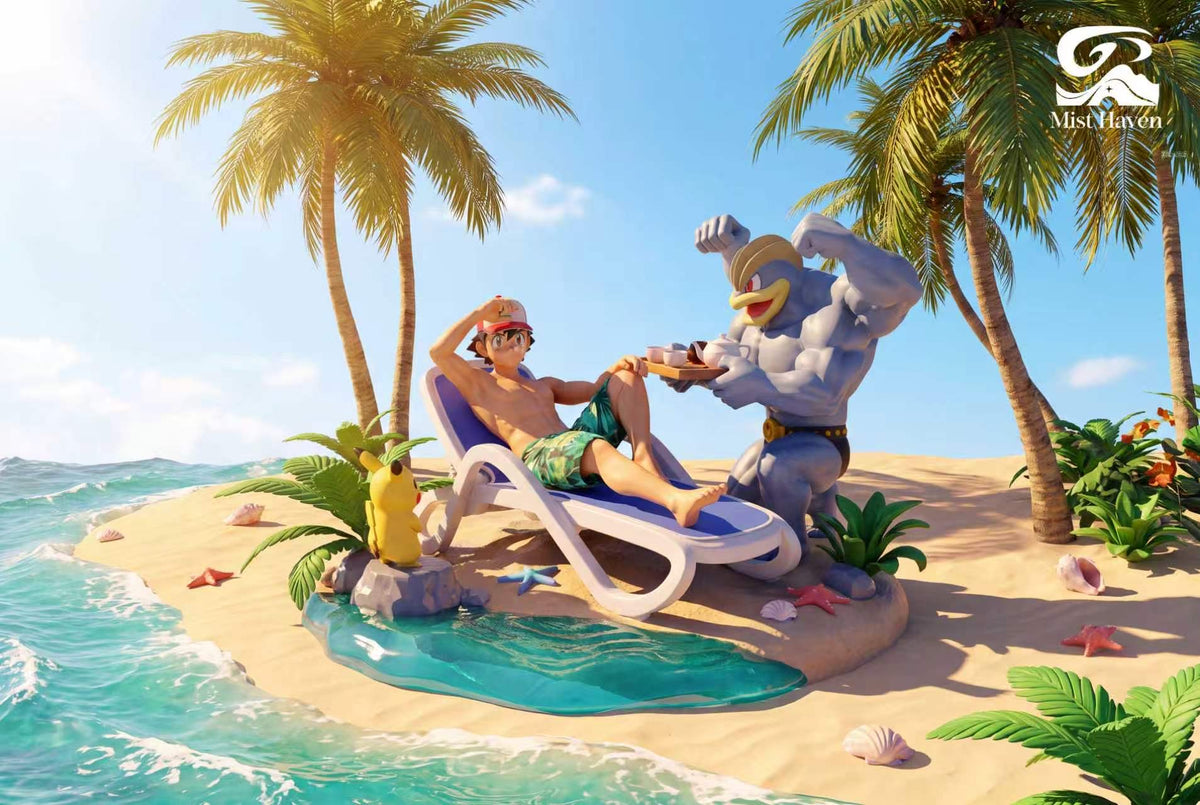 Mist - Ash, Pikachu and Machamp