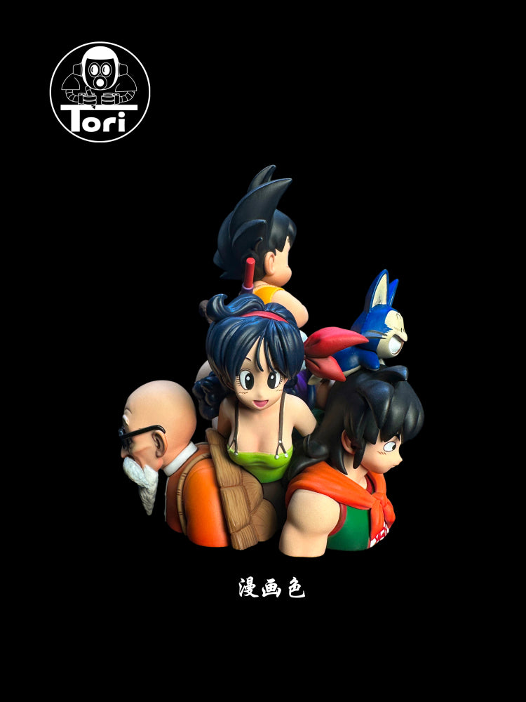 Tori - Kid Goku, Roshi, Bulma, Krillin, Yamcha, Launch, Oolong and Puar