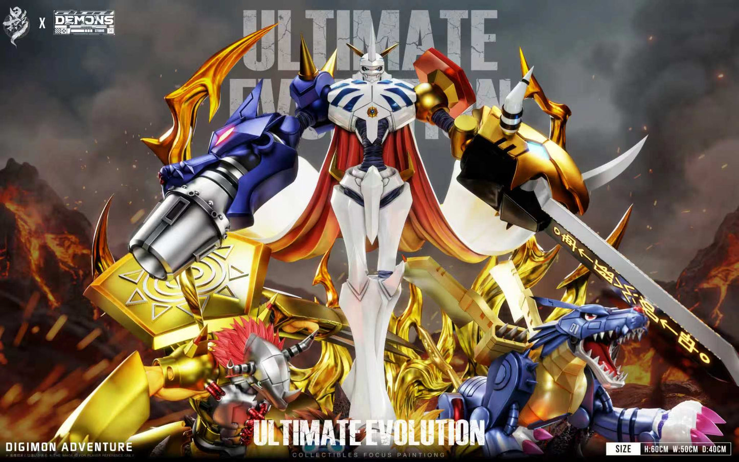 Lue Ying x Demons - Omegamon, MetalGreymon, and WereGarurumon